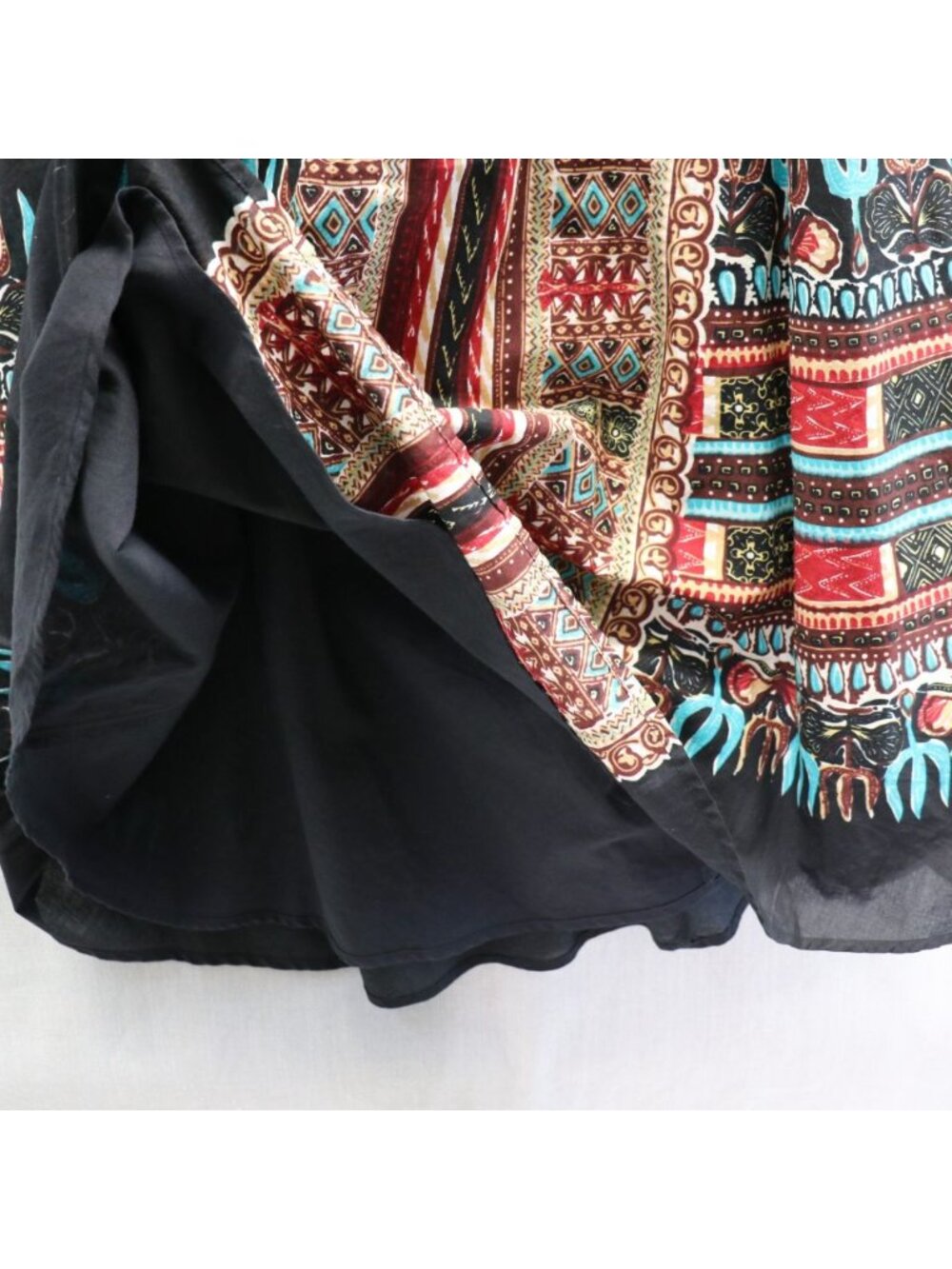 BCBG Max Azria Southwest Geo Print Tie Back Dress Black Red Medium - Picture 11 of 15